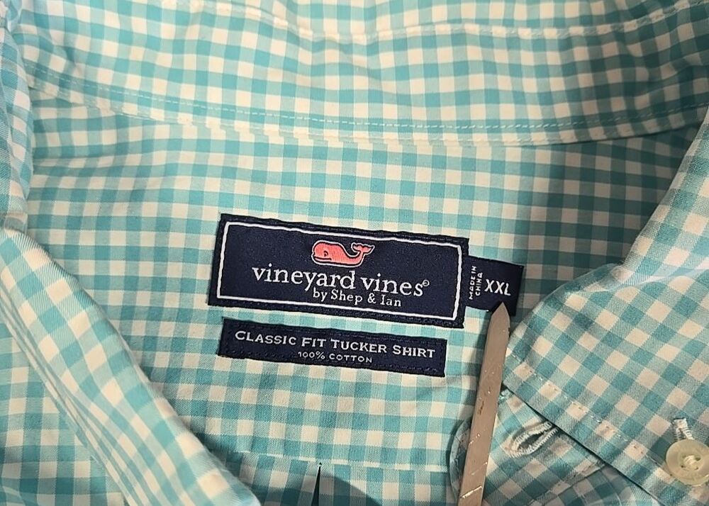 Vineyard Vines Shirt Mens XXL Green Check Tucker Classic Fit Long Sleeve Gingham - Picture 12 of 13